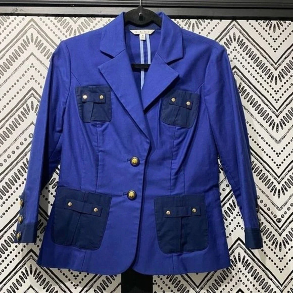 CAbi Jackets & Blazers - CABI #900 Resort Canvas Jacket Blueberry Blazer Stretch Navy Blue Size 6